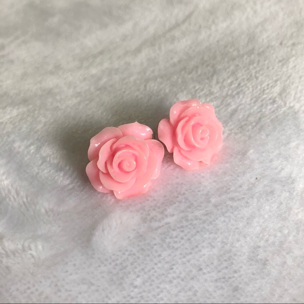 Pink Rose Studs